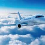 luxury design private jet flying clouds ai generated image scaled